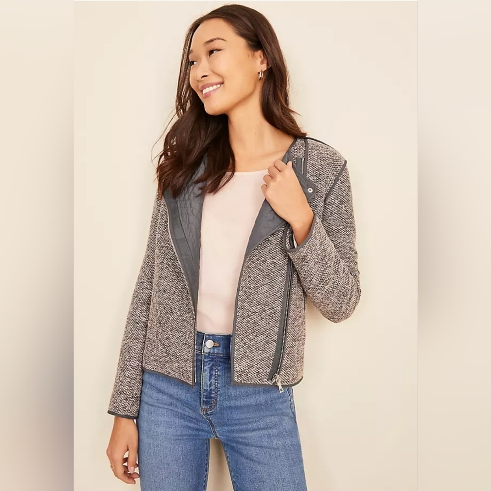 Ann Taylor Tweed Moto Jacket Size 2